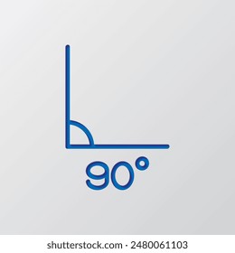 90 degrees angle simple icon vector. Flat design. Paper cut design. Cutted blue symbol with shadow. Gray background.ai