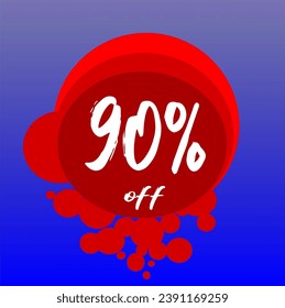 90% discount bubbles icon, percentage red blue and white