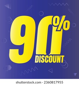 90% discount deal sign icon, 90 percent special offer discount vector, 90 percent sale price reduction offer design, Friday shopping sale discount percentage icon design