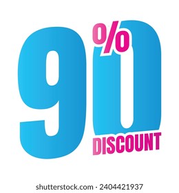 90% discount deal sign icon, 90 percent special offer discount vector, 90 percent sale price reduction offer design, Friday shopping sale discount percentage icon design