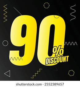 90% Rabatt Deal Symbol, 90% Sonderangebot Rabatt Vektor, 90% Verkaufspreis Reduzierung Angebot Design, Freitag Shopping Rabatt Prozentsatz Icon Design