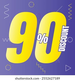 90% Rabatt Deal Symbol, 90% Sonderangebot Rabatt Vektor, 90% Verkaufspreis Reduzierung Angebot Design, Freitag Shopping Rabatt Prozentsatz Icon Design