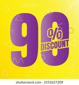 90% Rabatt Deal Symbol, 90% Sonderangebot Rabatt Vektor, 90% Verkaufspreis Reduzierung Angebot Design, Freitag Shopping Rabatt Prozentsatz Icon Design