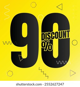 90% Rabatt Deal Symbol, 90% Sonderangebot Rabatt Vektor, 90% Verkaufspreis Reduzierung Angebot Design, Freitag Shopping Rabatt Prozentsatz Icon Design