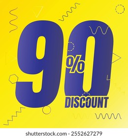 90% Rabatt Deal Symbol, 90% Sonderangebot Rabatt Vektor, 90% Verkaufspreis Reduzierung Angebot Design, Freitag Shopping Rabatt Prozentsatz Icon Design