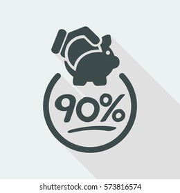 90% Discount label icon