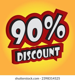 90% DISCOUNT. Marketing Announcements Special Offers. Discount promotion. 90% Off Special Offer Conceptual Yellow Banner Design Template.