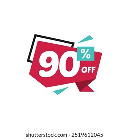 90% Discount Sale Tag Label Vector Template Design Illustration