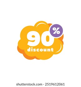 90% Discount Sale Tag Label Vector Template Design Illustration