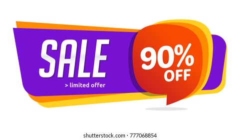 90 discount, Sales Vector badges for Labels, , Stickers, Banners, Tags, Web Stickers, New offer. Discount origami sign banner