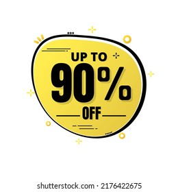 90% Get off sale. Promotion banner yellow. Discount offer price sign. Special offer symbol. vector illustration
