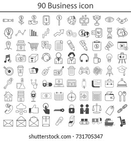 90 icons set. line style icons collection. Icons for business. vector ,illustration.