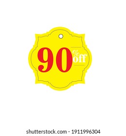 90 % label Discount template design vector illustration.Sale of special offers