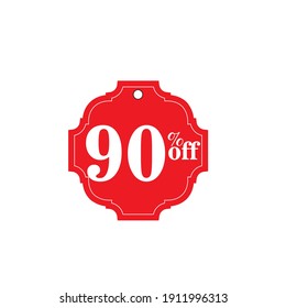 90 %-Label Discount-Vorlagendesign Vektorgrafik.Verkauf von Sonderangeboten