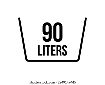 90 liters icon. Liquid measure vector in liters isolated on white background