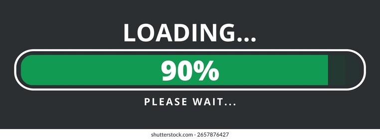 90% loaded loading bar vector illustration, design for websites and graphic resources.