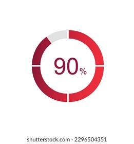 90% Loading. 90% circle diagrams Infographics vector, 90 Percentage ready to use for web design ux-ui.