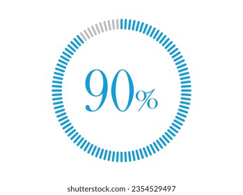90% Ladung, 90% Kreisdiagramme Infografik-Vektorgrafik, Prozentsatz einsatzbereit für Webdesign