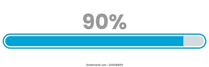 90% Loading. 90% progress bar Infographics vector, 90 Percentage ready to use for web design ux-ui svg