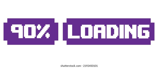 90% Loading vector art illustration percentage counter sign label with fantastic font and purple white color