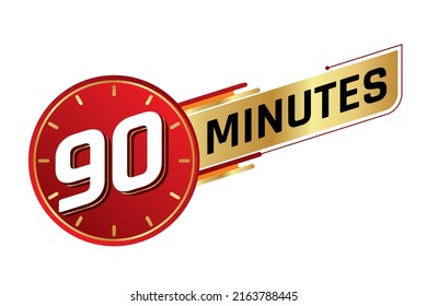 90 minutes isolated on white background. Time concept. Vector illustration.