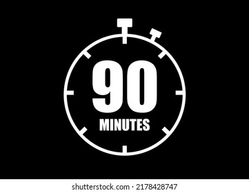 90 Minutes. Simple Timer Clock. Vector With Black Background.