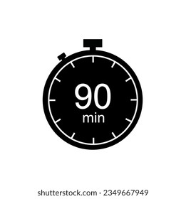 90 minutos de temporizador, 90 minutos de cronómetro o icono de cuenta regresiva.