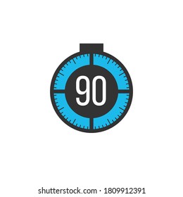 90 minutes timer, stopwatch or countdown icon. Time measure. Chronometr icon. Stock Vector illustration isolated on white background.
