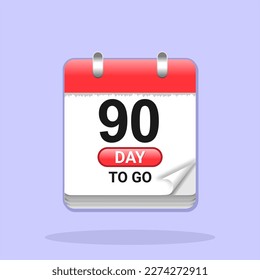 90 more days sign label vector art illustration. vector calendar icon