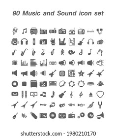 90 Music and sound icon set vector