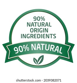 90% ingredientes naturales etiqueta vectorial