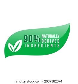 90% natural ingredients vector label