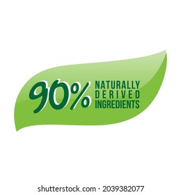 90% natural ingredients vector label