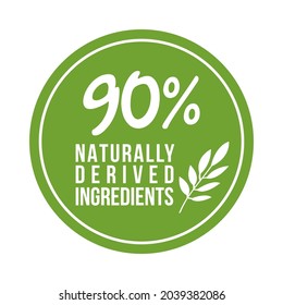 90% natural ingredients vector label