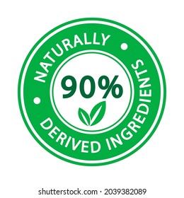 90% natural ingredients vector label