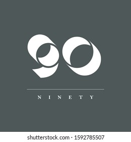 90 number logo shadow letter design template