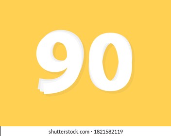 90 Number vector, modern layers design font. Eps10 illustration             