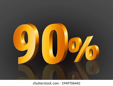 90% off 3d gold, Special Offer 90% off, Sales Up to 90 Percent, big deals, perfect for flyers, banners, advertisements, stickers, offer icons, etc.