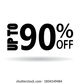 up to 90% off black text on a white background
