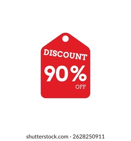 Vetor da etiqueta do preço do desconto de 90%