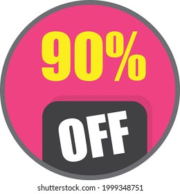 90% off. Discount sales icon. Stunning sales promotion campaign. 