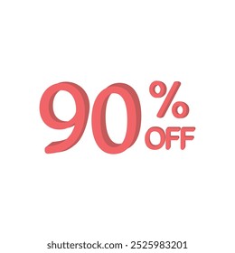 90% OFF Discount Sticker. Sale Red Tag Isolated Vector Illustration. Discount Offer Price Label, Vector Price Discount Symbol, sign, marketing, advertisement, adv. Vector illustration