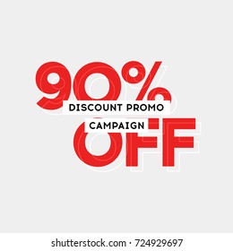 90% OFF Discount Sticker. Sale Promo Campaign Tag Isolated Vector Illustration. Discount Offer Price Label, Vector Price Discount Symbol.