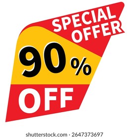 90% de desconto tag ilustração, oferta de venda banner, grande vendas oferecem design em tipografia, vetor em fundo transparente