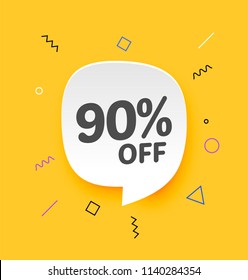90% off, Flat sales Vector badges for Labels, , Stickers, Banners, Tags, Web Stickers, New offer. Discount badge in yellow background