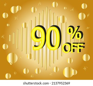 hasta un 90% de descuento. Vector de oro para la reducción y promoción de precios	
