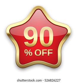 90% off golden badge, vector 
