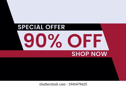 90% off Modern concept design. Sale banner template design, Big sale special offer. End of season special offer banner