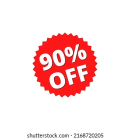 90% off Red Figurine Design in Vector Illustration discount label	