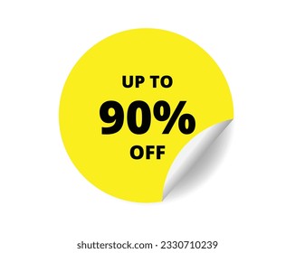 90 % Rabatt auf Rundaufkleber. 90 % Rabatt auf Kreisaufkleber-Banner, Badge-Symbol, Vektorgrafik